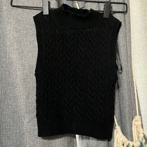 Black knit crop sweater vest